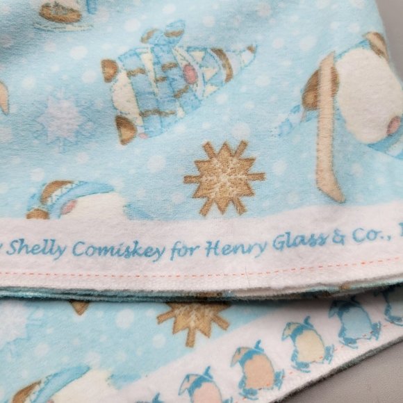 I Love Sn Gnomies Blue Flannel Fabric Shelly Comiskey Henry Glass 1.5 Yards - Picture 5 of 5